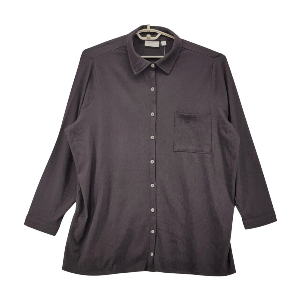 Belle by Kim Gravel Button Up Shirt Black 2X